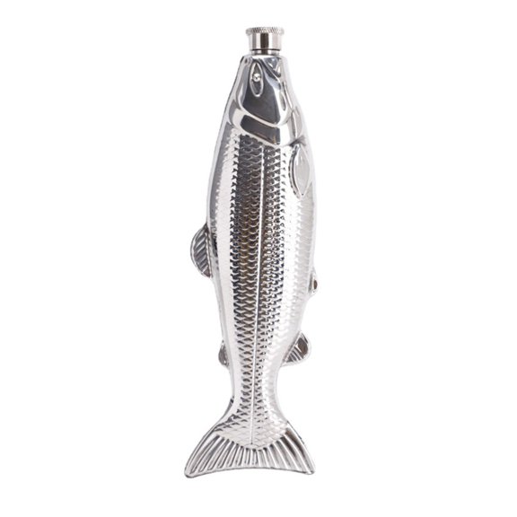 DICEWEN Elegant 5Ounce Fish Shape 304Stainless Steel Hip Flask Convenient Cocktails Mixing Bottle Suitable for Party Hosts