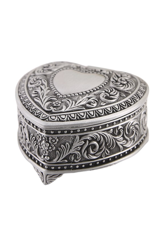 Heart Jewelry Box with Florals Engraving Storage Organizer for Dressing Table