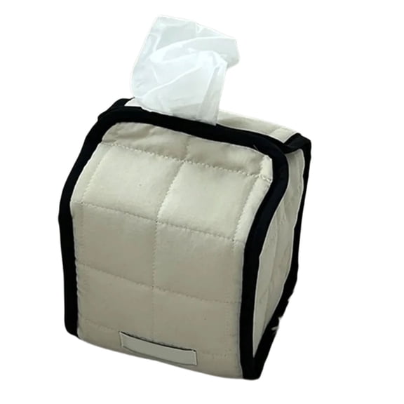 DICEWEN Polyester Cotton Tissue Box Holder Easy to Clean Modern Home Decoration Roll Paper Case for Bathroom Kitchen Use