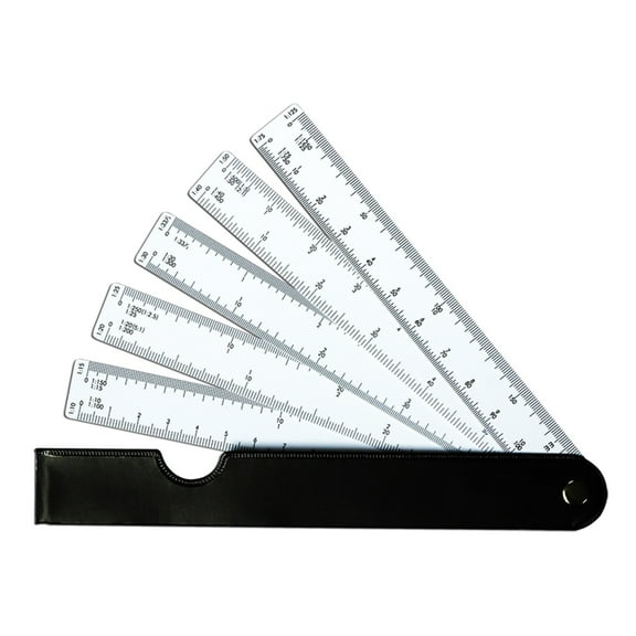 DICEWEN Portable Fan Shape Architects Scale Ruler Graphics Multi Ratio Measure Scale
