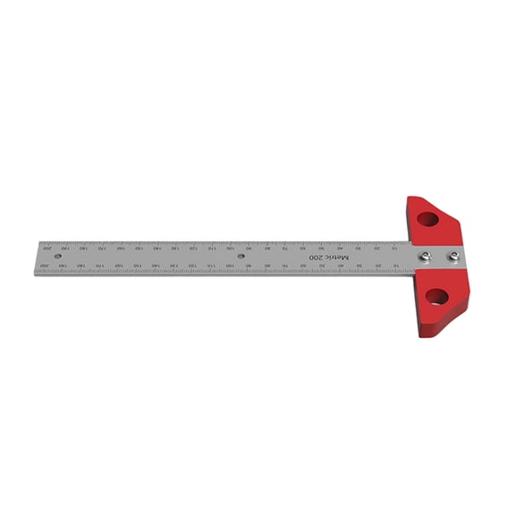 DICEWEN Scribing Ruler Layout Tool T Square Ruler Measurement Ruler Carpenter Woodworking Tool Inch Metric Double Side Scale