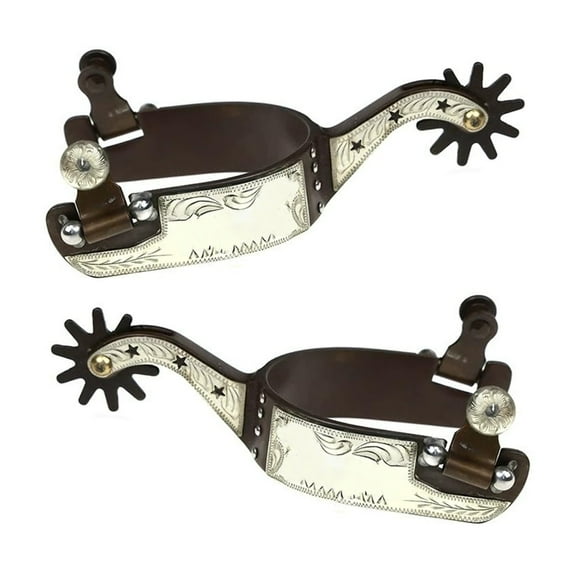 DICEWEN Western Cowboy Spur with Rowel Low Carbon Steel Horse Boot Spur Decoration Mens Roping Spur Horse Riding Accessories