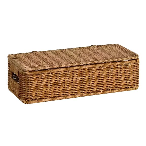 DICEWEN Wine Wrapping Box With Lid Rectangular Woven Storage Basket For Household Organization Packaging