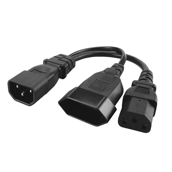 DICEWEN Y-splitter Adapters Line IEC320 C14 Male to C13 + EU4.0mm Female Power Cord Wire