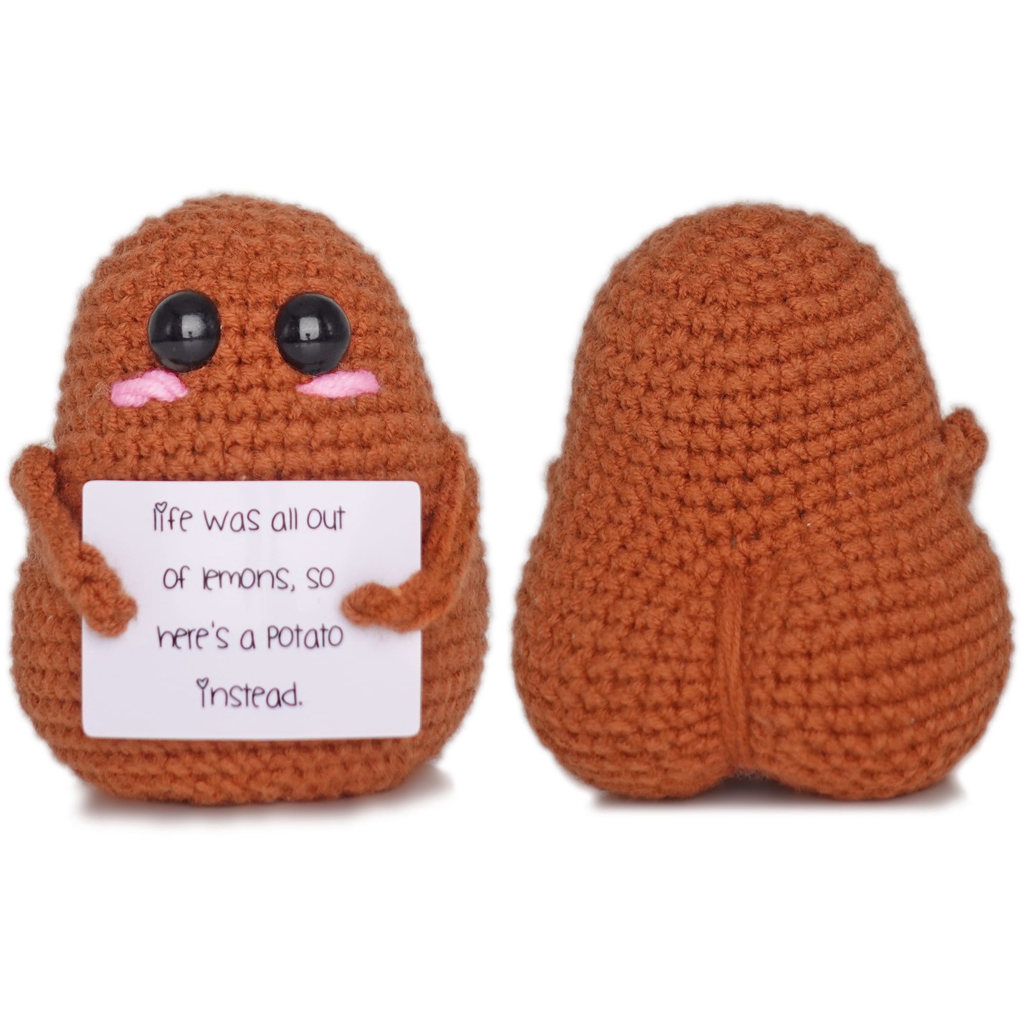 DICHA Positive Potato – 3er-Set Kuschelige Häkel-Kartoffeln, Lustiges Emotionales Support-Geschenk, Beige