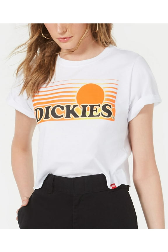 $25 Womens New White Logo Graphic Short Sleeve T-Shirt M B+B