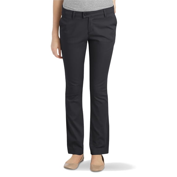 Dickies Girls' Stretch Twill Pant - Slim Fit, Straight Leg (Black)