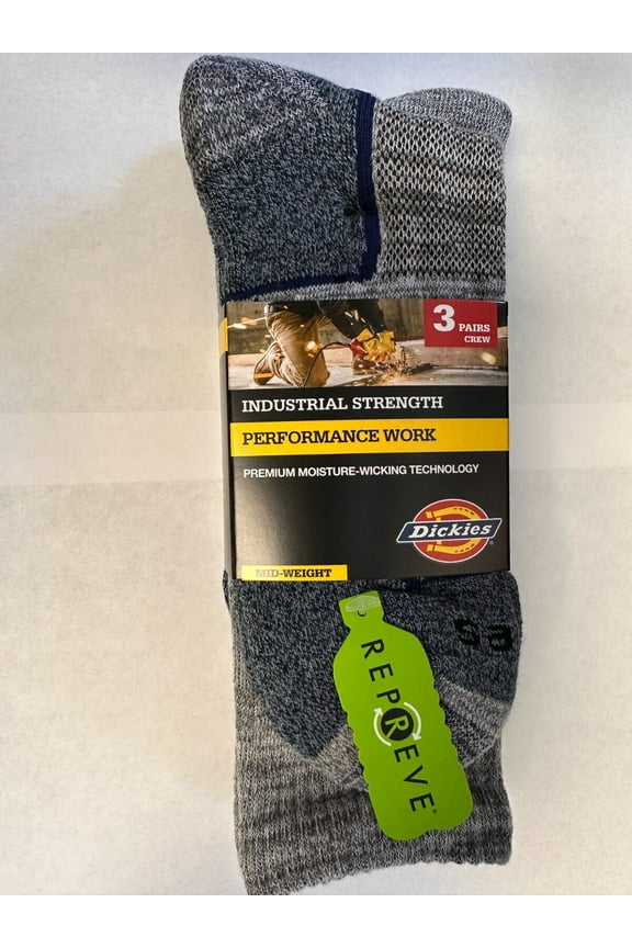 INDUSTRIAL STRENGTH PERFORMANCE MEN'S CREW SOCKS 6-12 3 PAIRS
