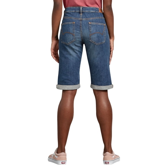 DICKIES WOMENS PERFECT SHAPE BERMUDA SHORT STONEWASHED INDIGO BLUE FR146SNB Size 14 Length