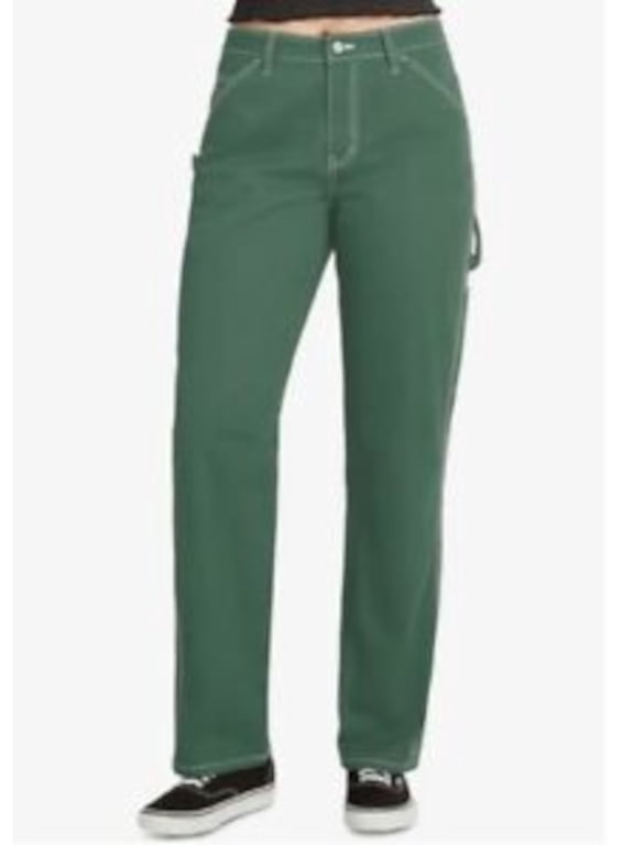 DICKIES Womens Green Pocketed Zippered High Rise Carpenter Straight leg Pants 7\28
