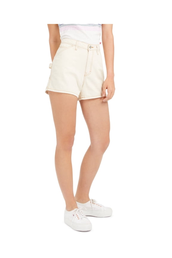 Womens Ivory Cotton High Waist Shorts Juniors 5\27