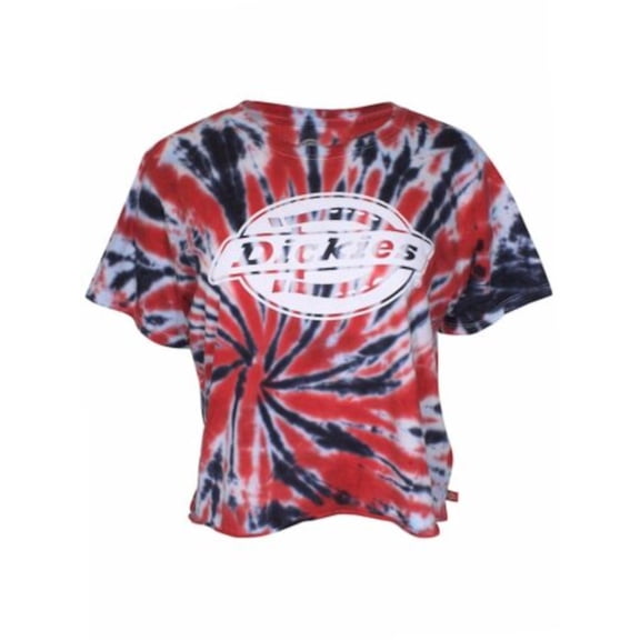 DICKIES Womens White Cotton Tie Dye Short Sleeve Crew Neck T-Shirt Juniors S