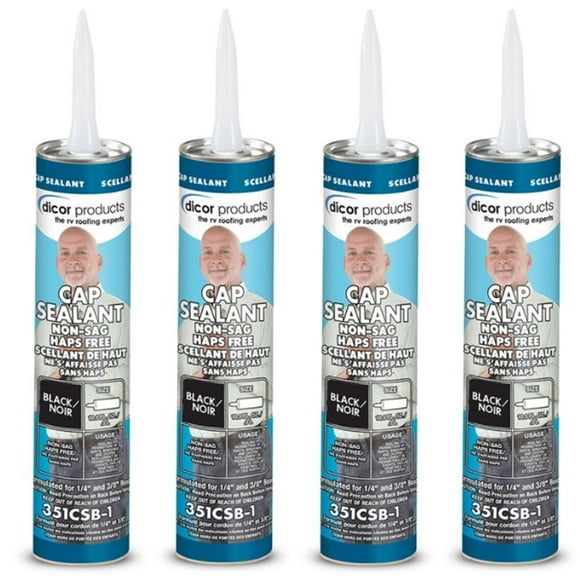 DICOR Corp. 351CSB-1, Cap Sealant Non-Sag HAPS Free, RV Repair Sealant, Black,10.3 Oz Tube, Pack of 4