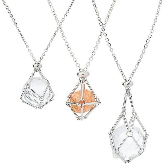DICOSMETI Holder Necklace GemStones Cage Necklace Stainless Steel Cage Necklace Adjustable Necklace Holder Empty Stone Holder Pendant Cage Mesh