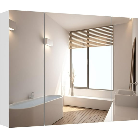 DICTAC Bathroom Medicine Cabinet with Mirrors 31.5x23.62 Inch Storage Cabinet with Mirror Wall Mounted Bathroom Mirror with Adjustable Storage Shelves and 3 Doors Mirror Medicine Cabinets
