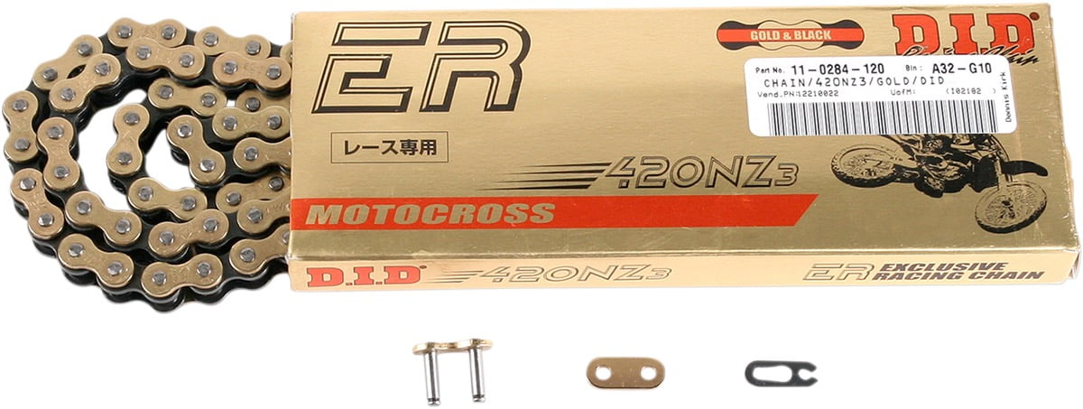 DID CHAIN 420NZ3 Motorradkette - Gold/Schwarz 120 Glieder Mit Clip-Verbindung (RJ)