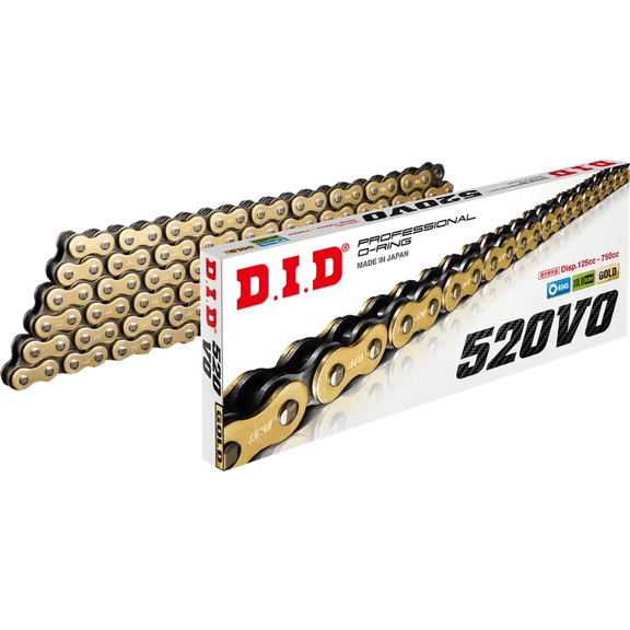 DID 520 VO Drive Chain - Gold & Black with Clip and Rivet Connecting Links