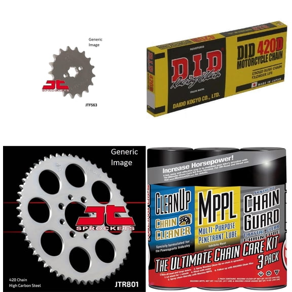 DID Standard 420D Chain Natural with MAXIMA Wax, JT Front & Rear Sprocket Kit for Street SUZUKI RB50 1987