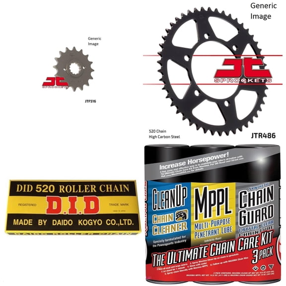 DID Standard 520 Chain Natural with MAXIMA Wax, JT Front & Rear Sprocket Kit for Street KAWASAKI EX250-F Ninja 250R 2006-2007