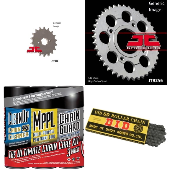 DID Standard 530 Chain Natural with MAXIMA Wax, JT Front & Rear Sprocket Kit for Street HONDA CB400A 1978
