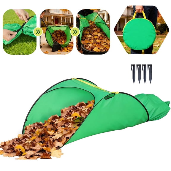 DIDADI 70 Gallons Portable Leaf Collector Pop Up Yard Waste Container Reusable Leaves Grass Lawn Trash