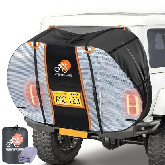 DIDADI Bike Cover for Transport on Rack, Heavy Duty Outdoor Bicycle Storage Waterproof for Transport 2 Bikes on Car Rear, Black