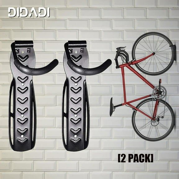 DIDADI Bike Hooks for Garage Wall,Bike Storage Garage ,Heavy Duty Bike Wall Mount Rack,Bicycle Vertical System for Garage,Indoor,Shed, Easy to Install(2PACK)