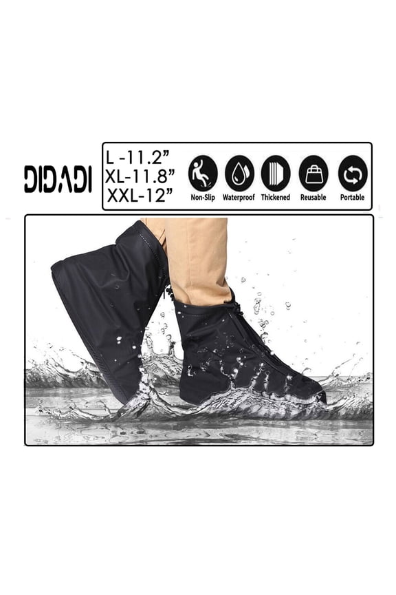 Universal Shoes Cover with Zipper,Durable PVC Boot Covers,Waterproof & Anti-Slip Overshoes Cover,Outdoor Lightweight Rain Galoshes; Shoes Protectors for School Office Garden Farm in Rainy Days