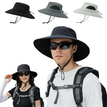 DIDADI Wide Brim Sun Hats, Waterproof & Breathable Bucket Hat with Adjustable Straps UPF50+ for Fishing Hiking (Black)