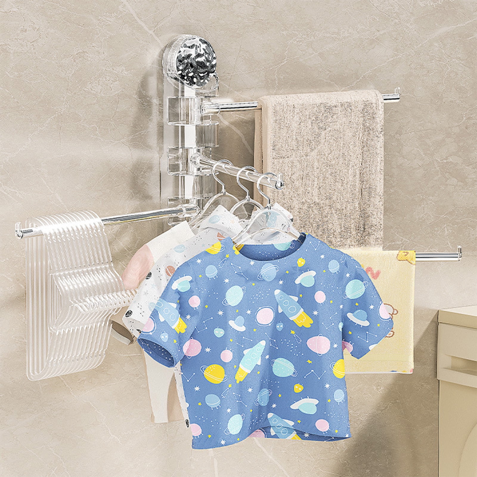 DIDADIDAPENG Suction Cup Towel Rack Bathroom No Hole Swivel Multi Pole