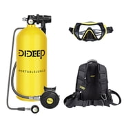 DIDEEP 3L Scuba Tank, 1pcs Lung Tank with Double Shouder Clip Diving Mask, Support About 60-80 Minutes Underwater Breathing, Diving Tank Kit for Emergency Rescue Underwater Exploration, Yellow