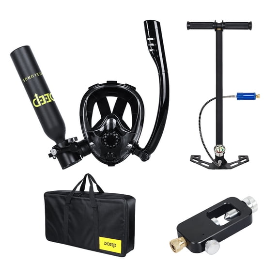 DIDEEP Diving tank equipment, diving gas cylinder oxygen cylinder, diving tank with mask(0.5L breathing mask with pump)