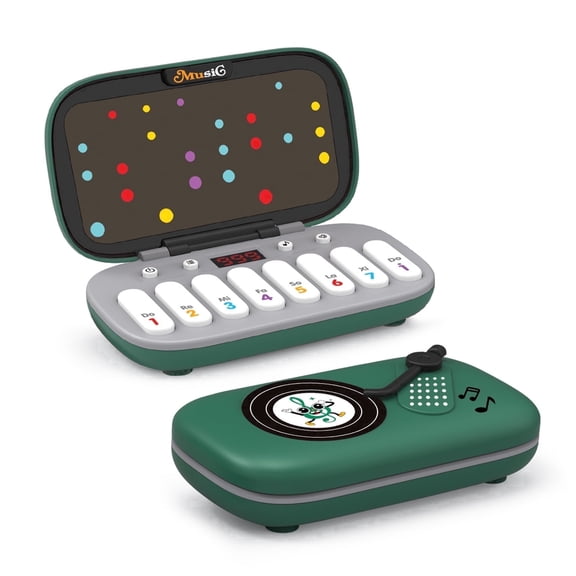 DIDUBUY Light-Up Piano Keyboard Toy for Kids Ages 3-6, Music Rhythm Game with 7 Interactive Modes, Educational Musical Instrument, Green