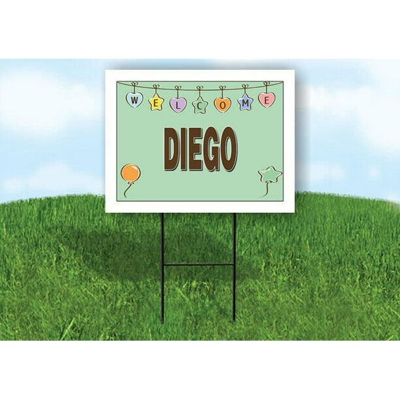 DIEGO WELCOME BABY GREEN 18 in x 24 in Yard Sign Road Sign with Stand