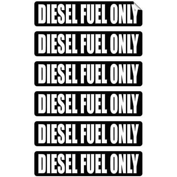 DIESEL FUEL ONLY Automotive Decals | Gas Can Stickers | Truck Labels | Black Vinyl Markers (6-pack) | Each Decal Measures 3/4" x 3-1/4"