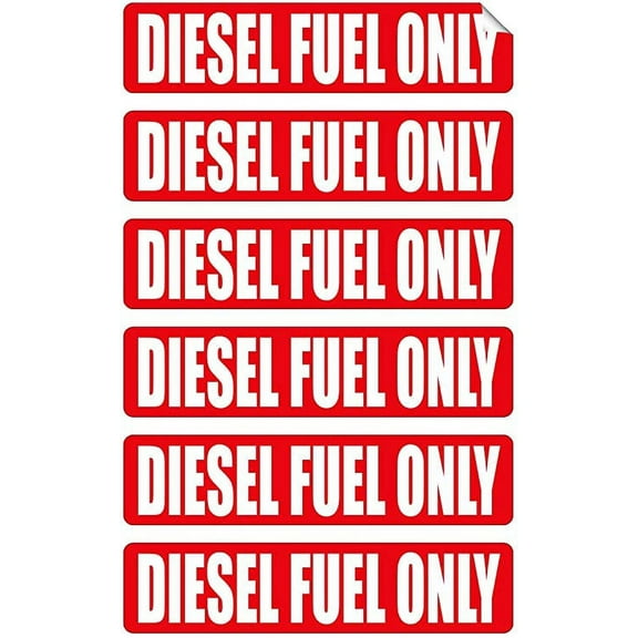 DIESEL FUEL ONLY Automotive Decals | Gas Can Stickers | Truck Labels | Red Vinyl Markers (6-pack)