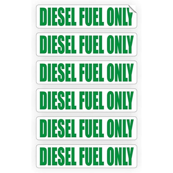 DIESEL FUEL ONLY Automotive Decals | Gas Can Stickers | Truck Labels | Vinyl Markers {6-pack} | Each Decal Measures 3/4" x 3-1/4"