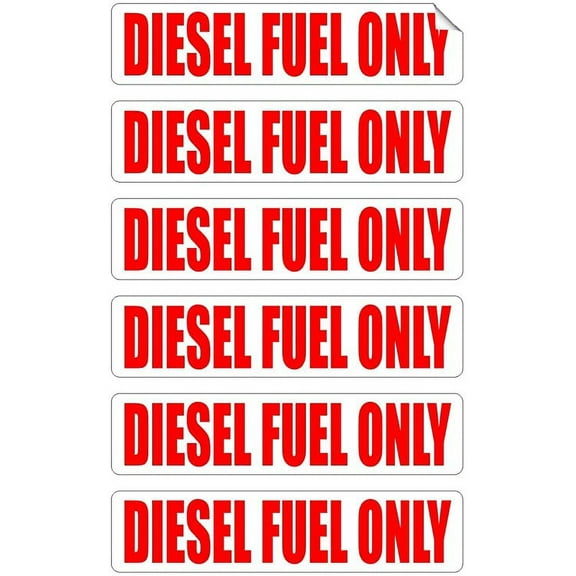 DIESEL FUEL ONLY Automotive Decals | Gas Can Stickers | Truck Labels | Vinyl Markers (6-pack) | Each Decal Measures 3/4" x 3-1/4"
