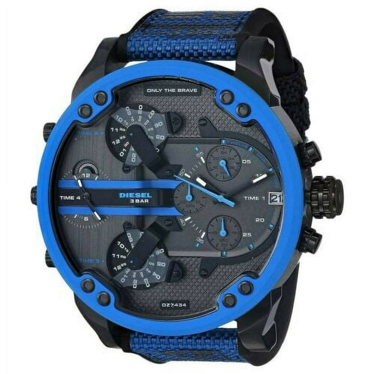 DIESEL MR. DADDY 2.0 MEN'S CHRONOGRAPH 4 TIME NYLON BLUE BLACK