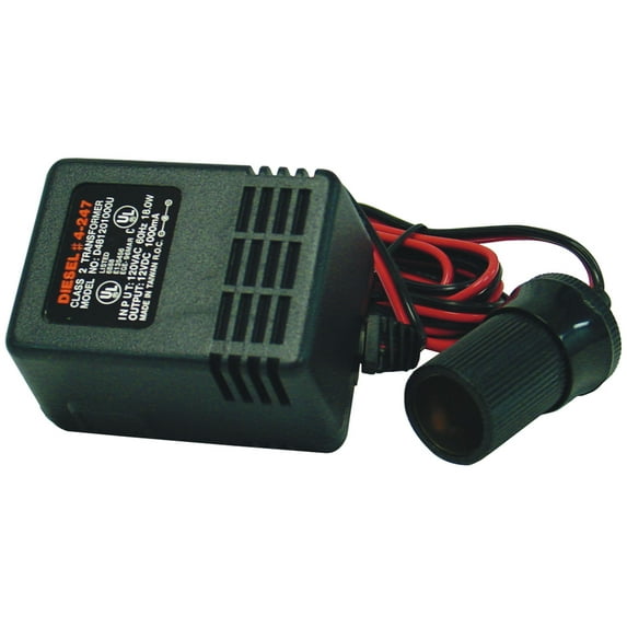 Diesel -Ul Approved 1 Amp (100Ma) 120 Volt Ac To 12 Volt Dc Class 2 Transformer With 5' Power Wire & Cigarette Socket Adapter