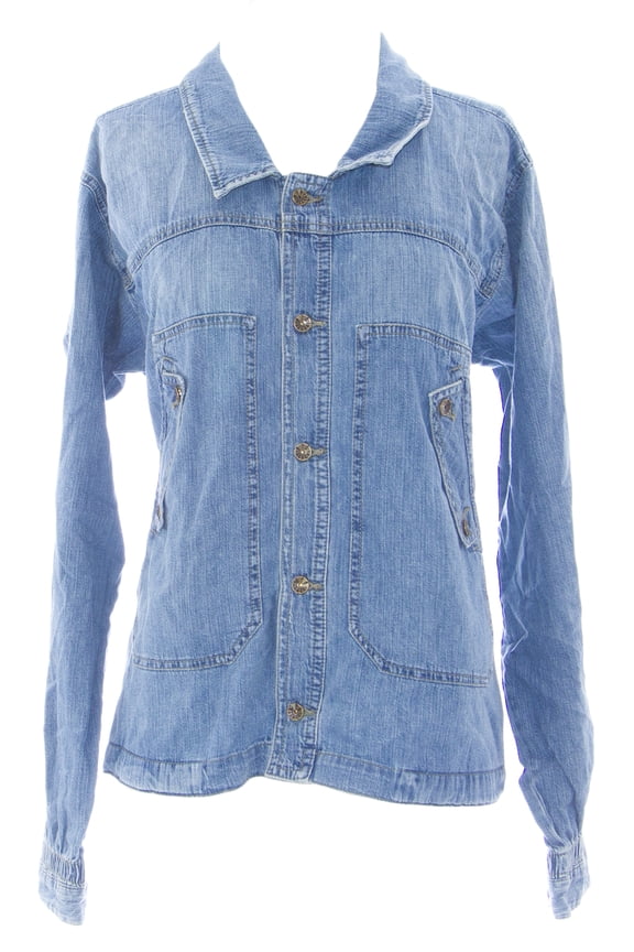 Women's Gothin Ruched Back Denim Jacket #00C8UF Med Wash Sz M NEW