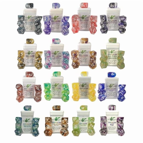 DIF 1 & 2-Color Dice Bundle 7-Set Dice Board Game in Assorted Color - 16 Piece