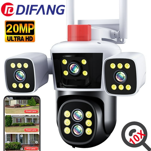 DIFANG 10X Zoom WiFi Security Camera Outdoor, Color Night Vision, Motion Detection,Two-Way Audio Surveillance CCTV Camera Indoor