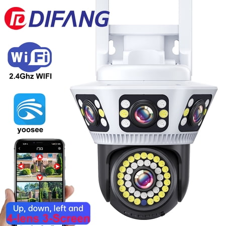 DIFANG 6k 3 Lens 3 Screen WiFi Security Camera Outdoor Two-Way Audio Color Night Vision CCTV IP Camera