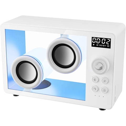 DIFELOP Bluetooth Speaker, Portable Bluetooth Speakers, RGB Colorful Ambient Lights, Alarm Clock, 6W Powerful Stereo Sound, TF Card Support for Bedroom, Living Room, Office, White