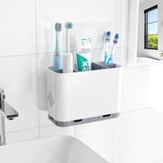 DIFELOP Toothbrush Holder for Bathroom Countertop & Wall Mount - Detachable 5-Slot Electric Toothbrush Storage, Hygienic Toothpaste Caddy with Removable Divider