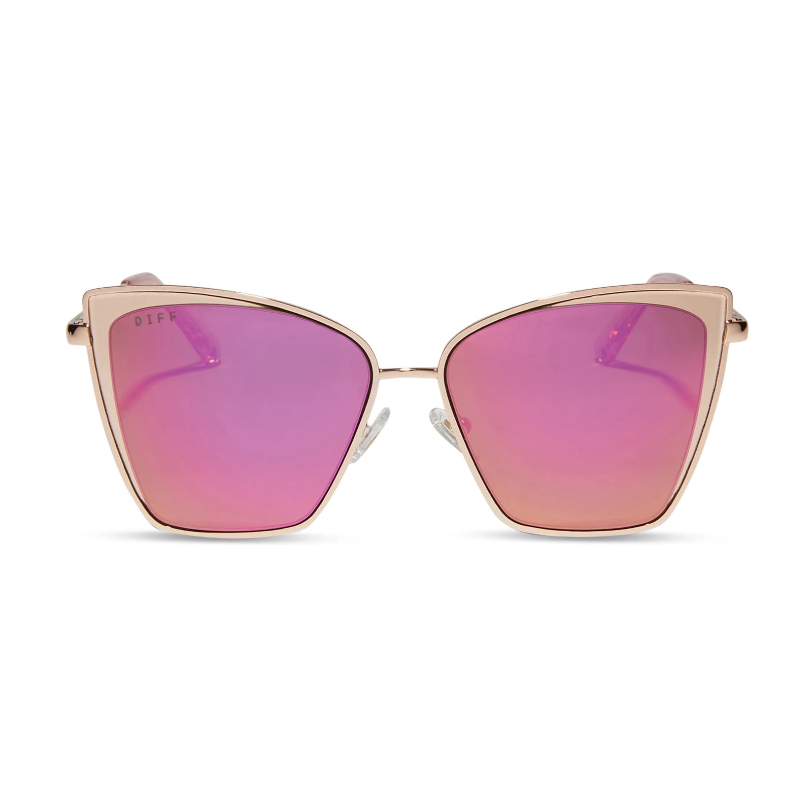 DIFF Becky Oversized Sunglasses for Women UV400 Protection Rose Gold + Pink Mirror