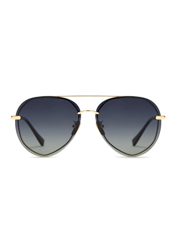 Lenox Oversized Sunglasses for Women UV400 Protection Gold + Black Grey Gradient