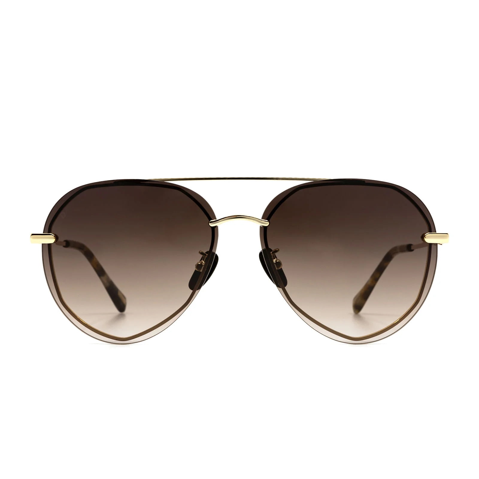 DIFF Lenox Oversized Sunglasses for Women UV400 Protection Gold Sea Tortoise Tips + Brown Gradient