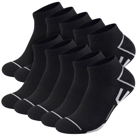 DIFFYBOX 10 Pairs Mens Ankle Socks Cushioned, Moisture Wicking Sports Breathable Casual Athletic Socks for Men 10-13